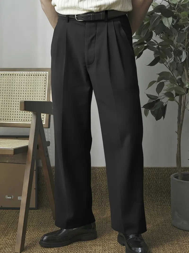 Men’s Solid Color Draped Chino Pants