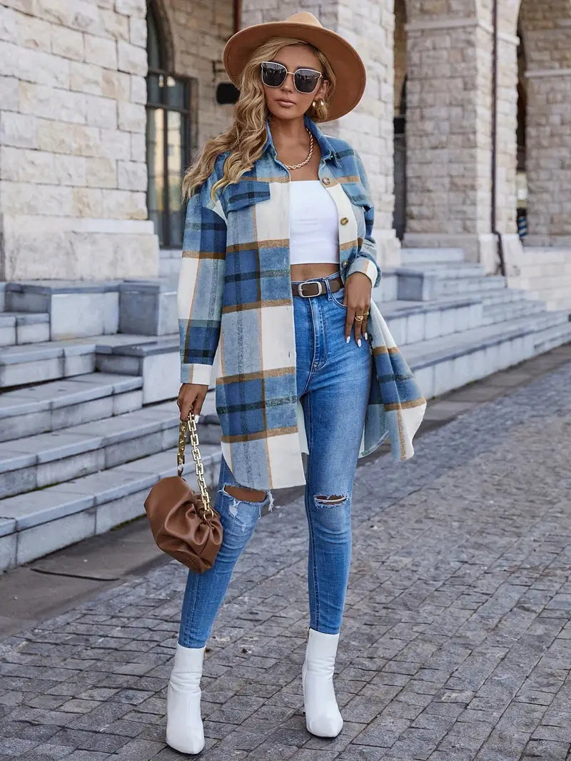Casual Plaid Long Sleeve 1pc Jacket