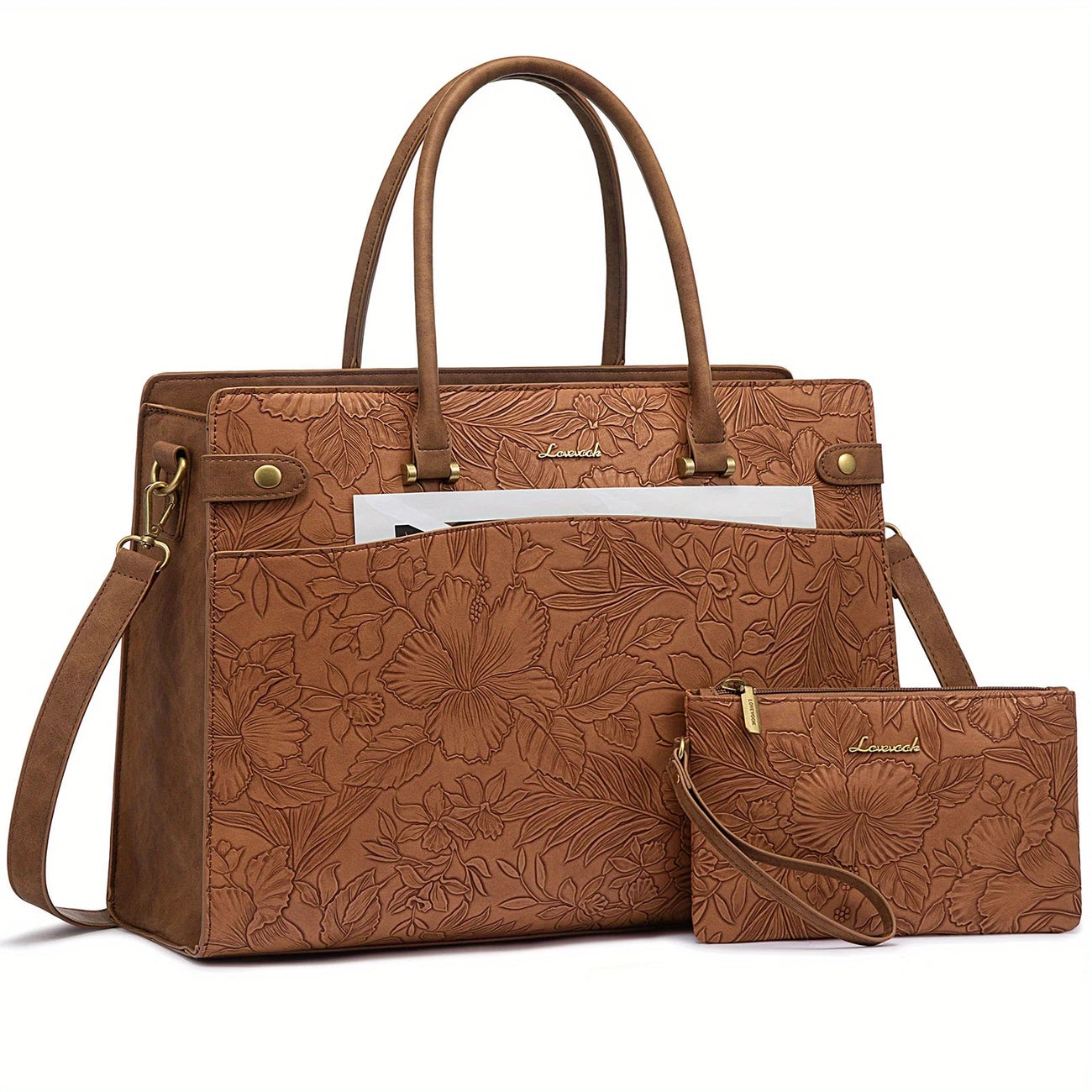 Women - High Quality 15.6 Inch Business Briefcase with Floral Pattern