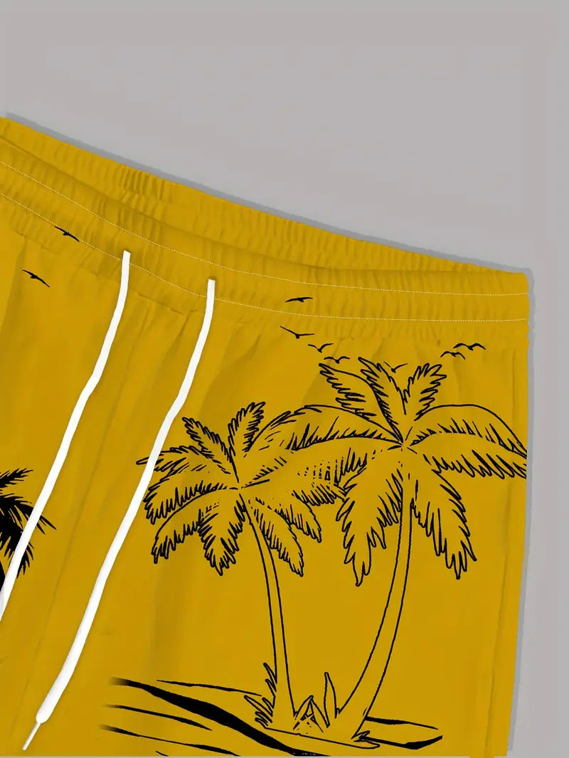 Men’s Tropical Palm Tree Print Swim Shorts