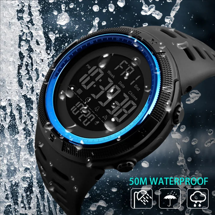 SKMEI Men's Military Watch, Waterproof Digital Sports Alarm Backlit Classic Watch,Blue