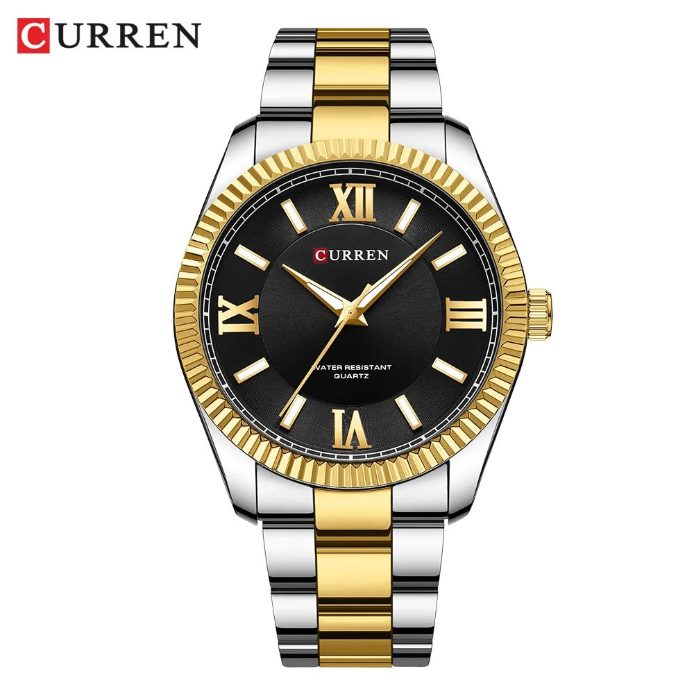 Men's Stainless Steel Quartz Watch – Luminous & Waterproof