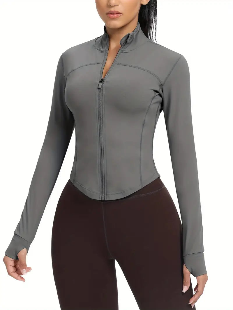 Women'S Sports Jacket Slim Fit Full Zip Athletic Running Workout