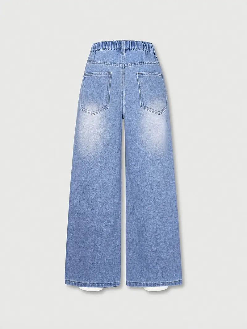 Light Blue Denim Girls' Straight-Leg Pant