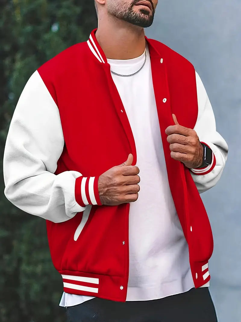 Men's Classic Striped Baseball Jacket