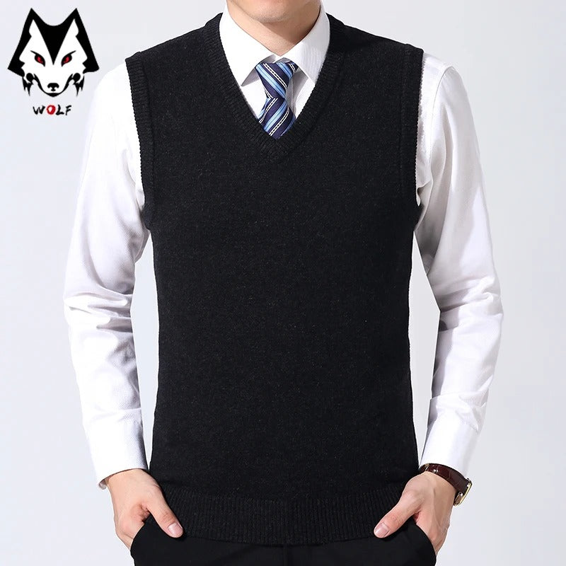 Men’s Thick Knit V-Neck Sweater Vest