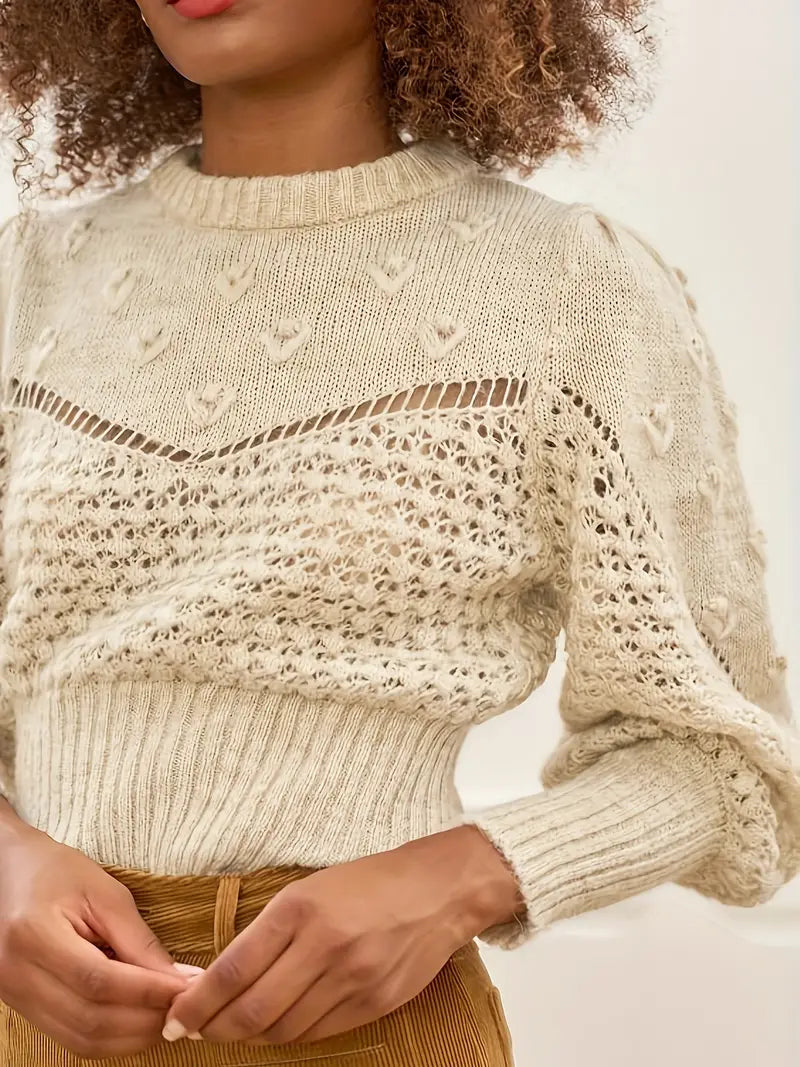 Elegant Women's Knit Sweater with Cut-Out Detail