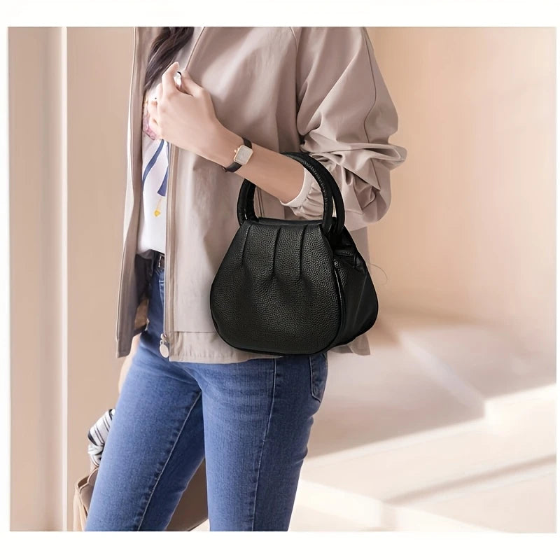 Compact Round Crossbody Bag with Zipper Closure