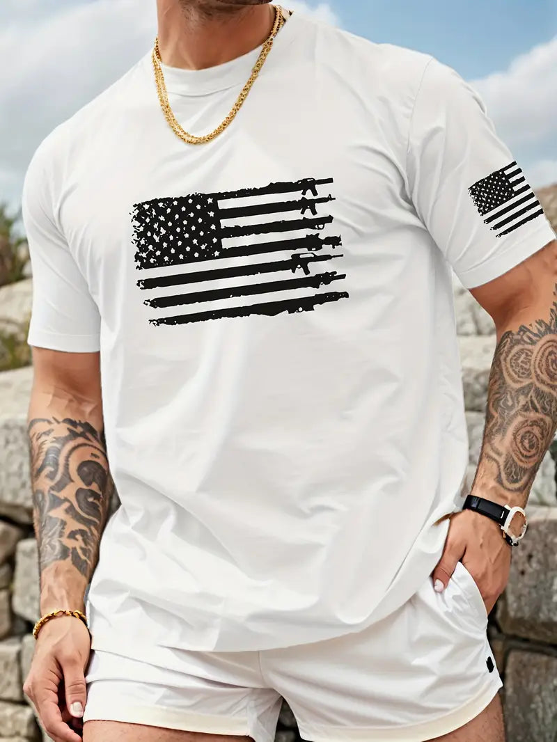 Men's Casual Crew Neck Graphic T-shirt