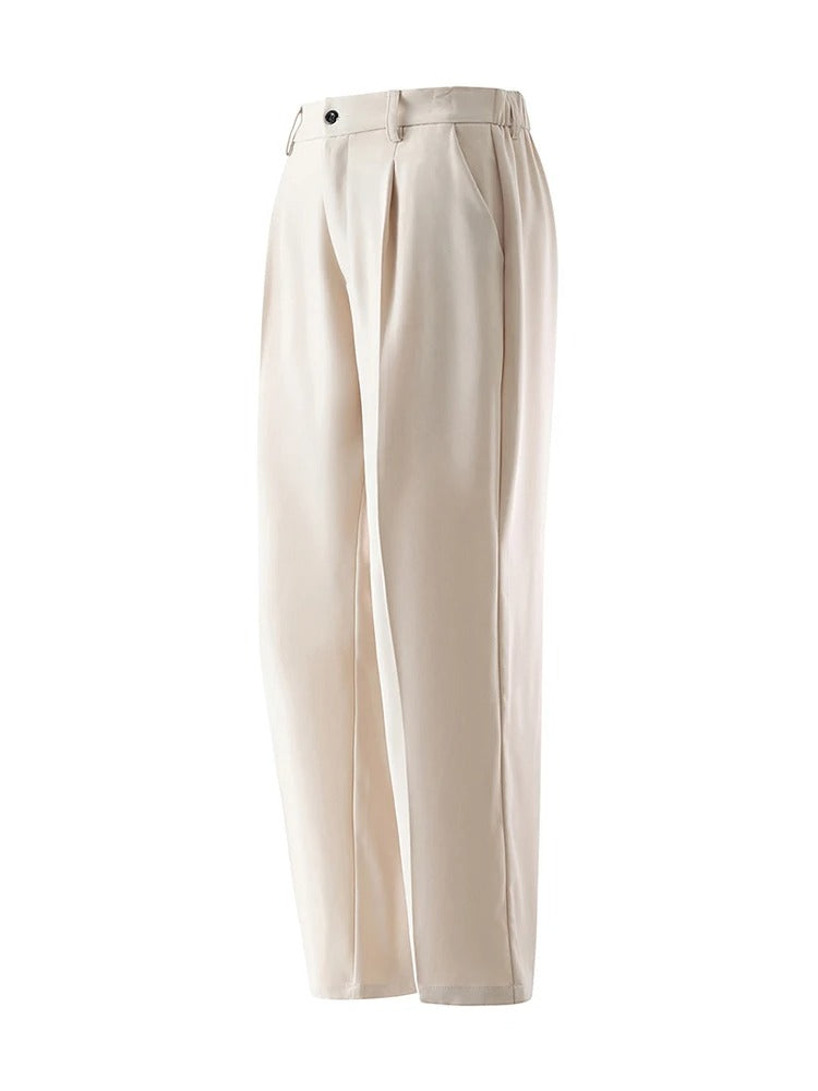 Men's Summer Lightweight Drape Suit Trousers with Elastic Waist