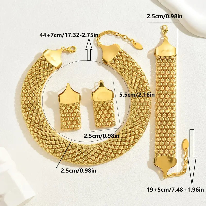 3pcs 18K Golden Plated Jewelry Set