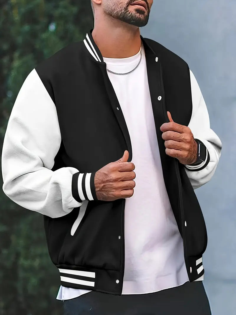 Men's Classic Striped Baseball Jacket