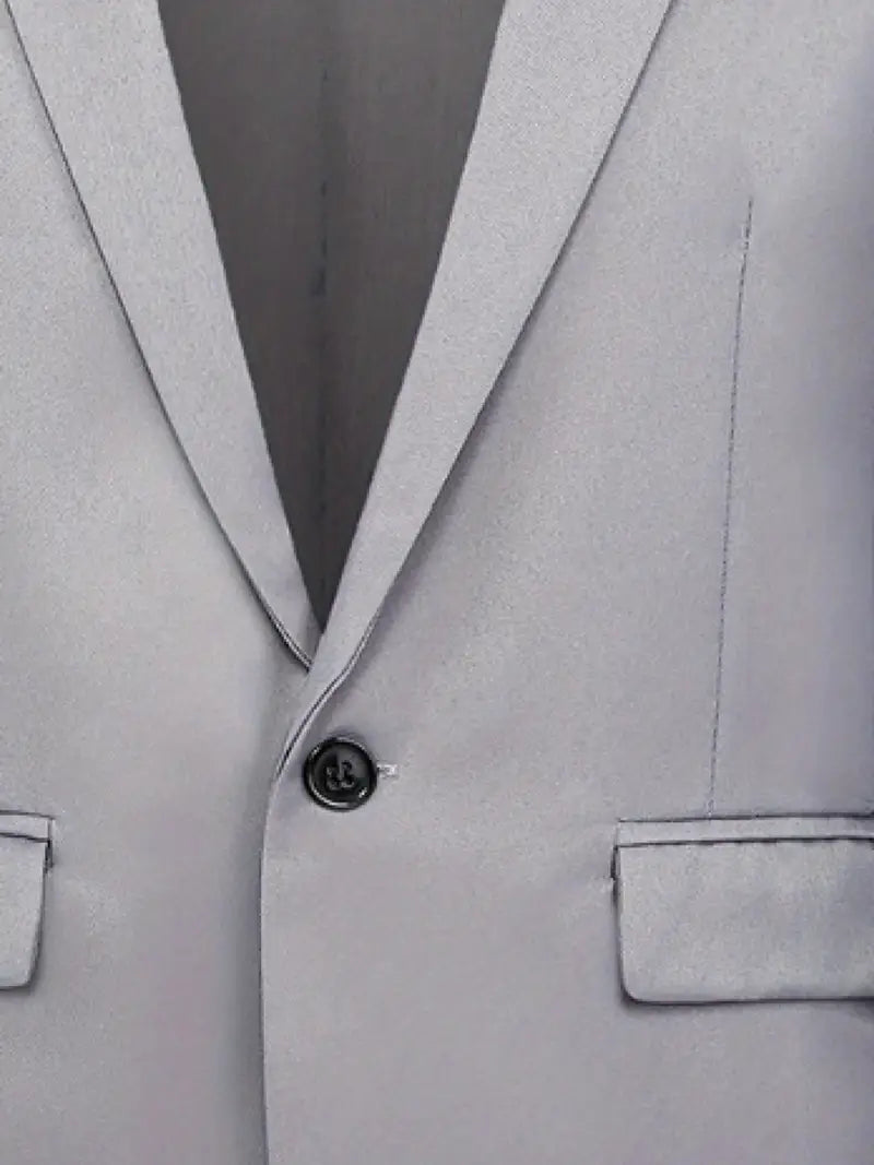 The Slim Fit Single-Breasted Lapel Single-Row One-Button Fashion Blazer Silvery Grey