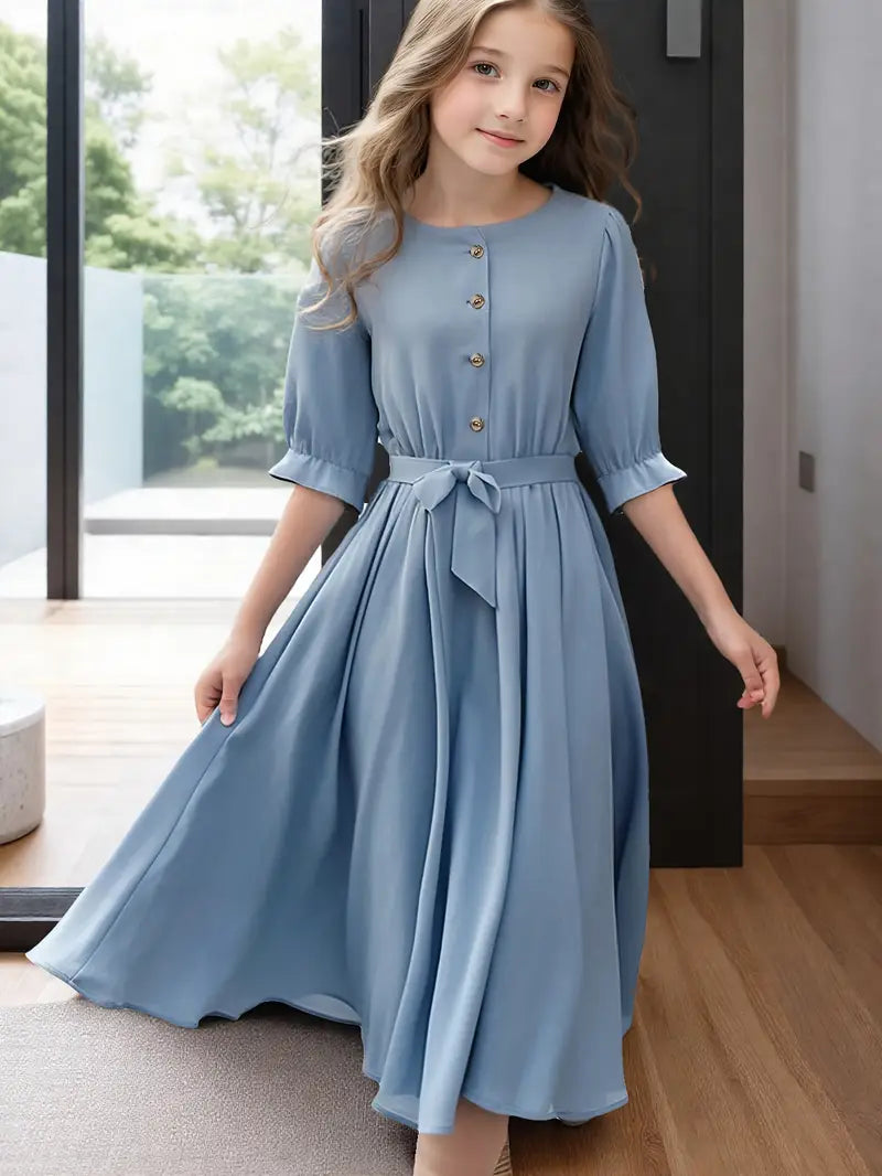 Charming Tween Girl Midi Dress in Youngsters