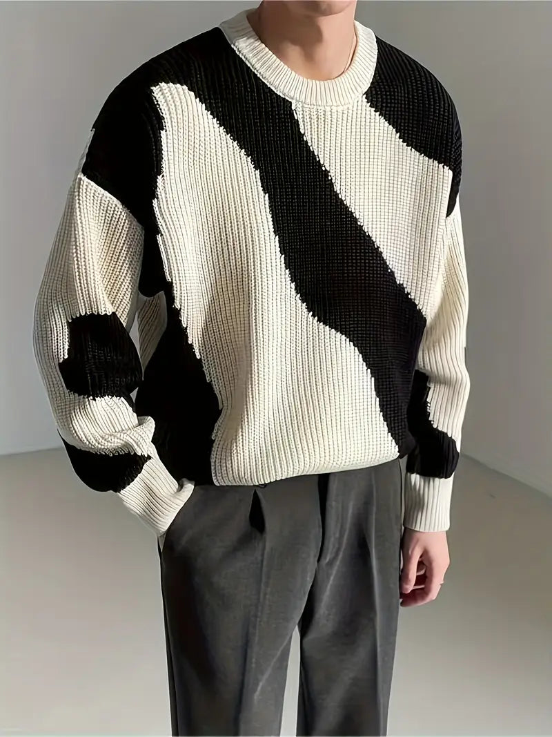 Men's Casual Striped Knit Sweater