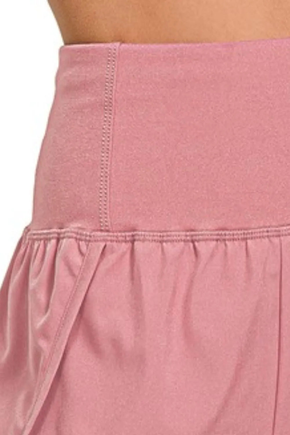 High Waisted Zippered Back Pocket Running Shorts