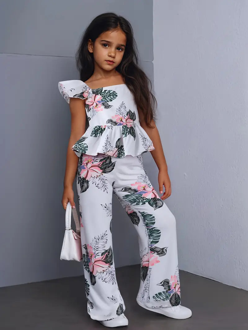 Polyester Girls' Casual Long Pants Outfit