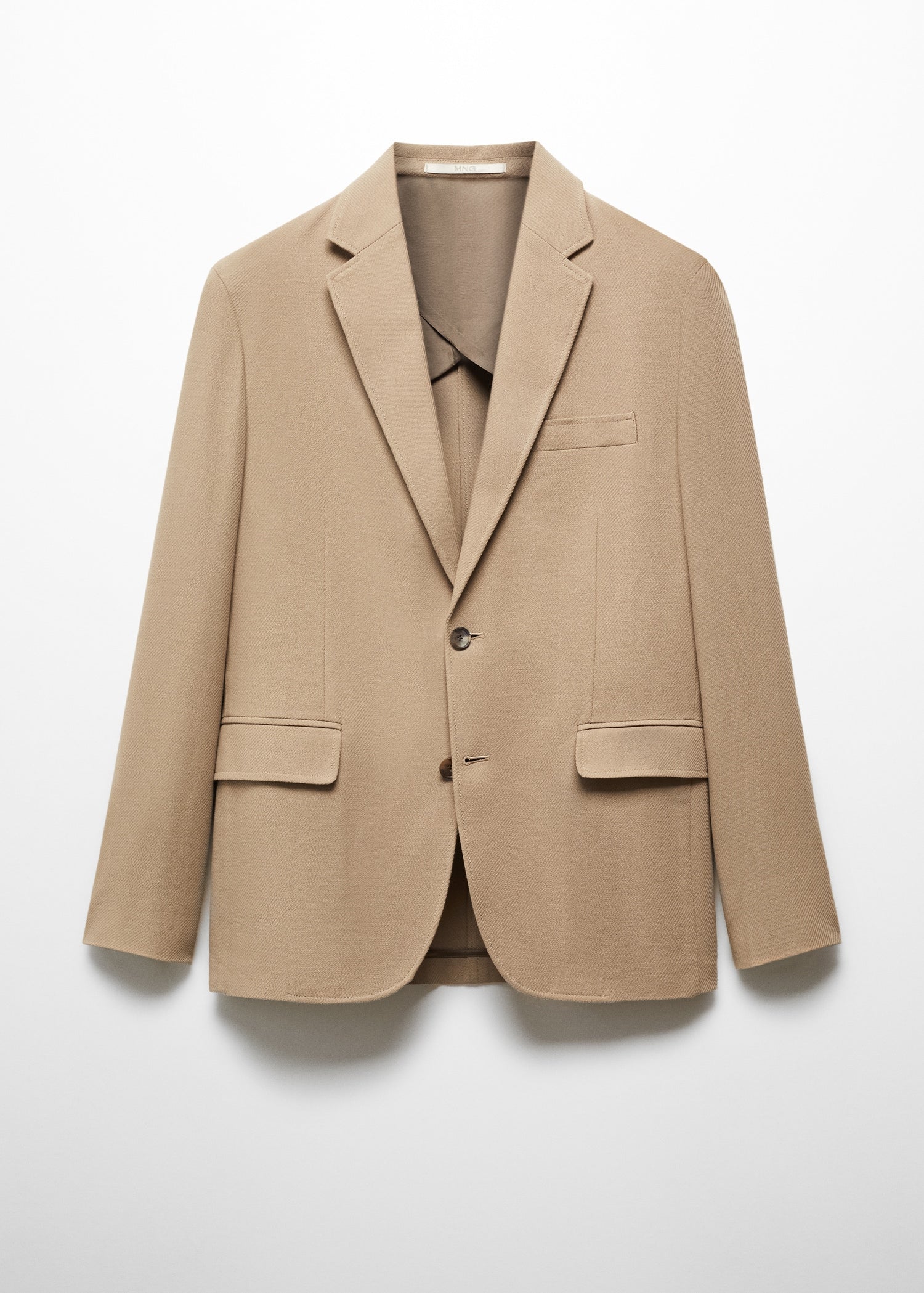 Structured Slim Fit Cotton Blazer Beige