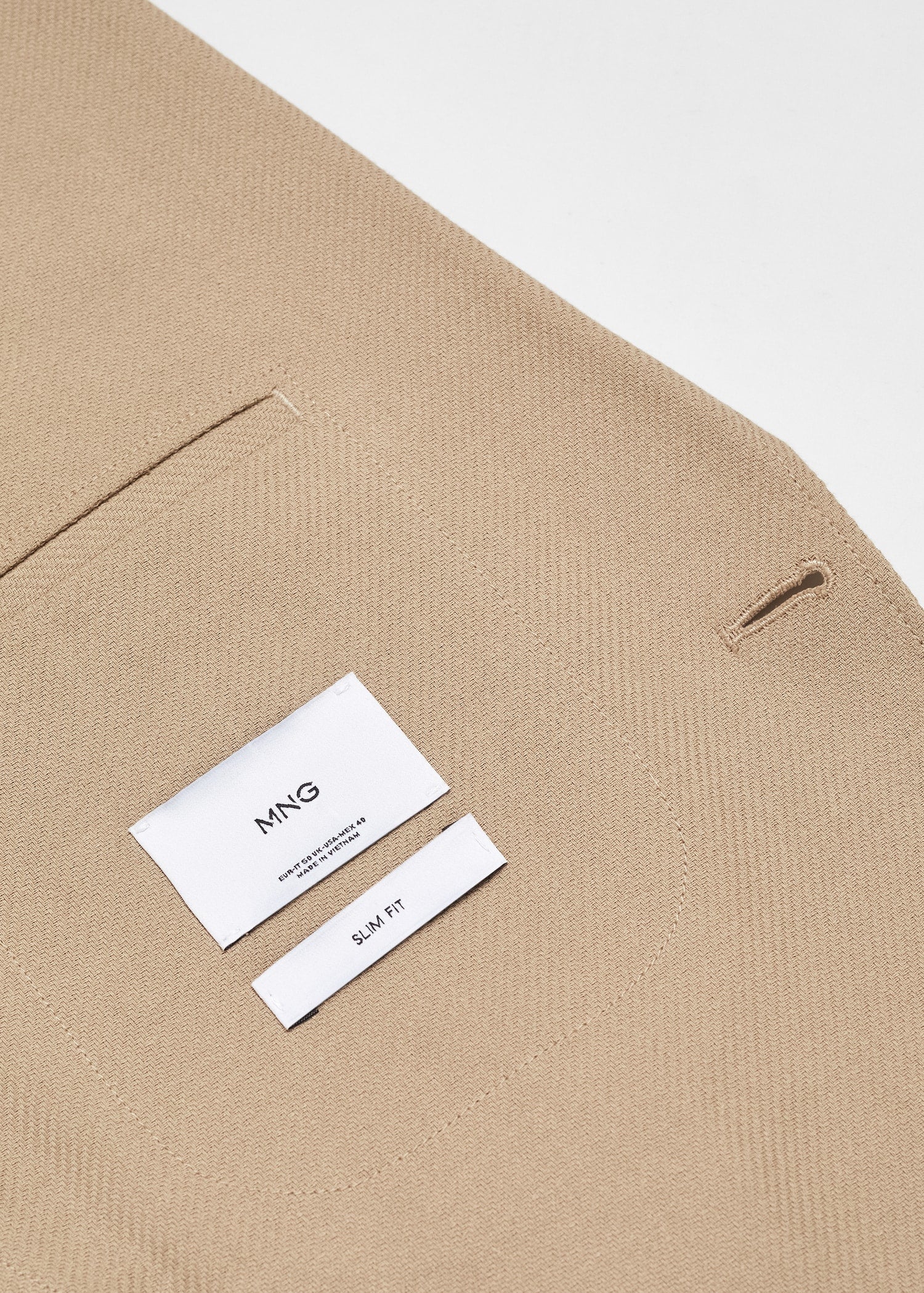 Structured Slim Fit Cotton Blazer Beige