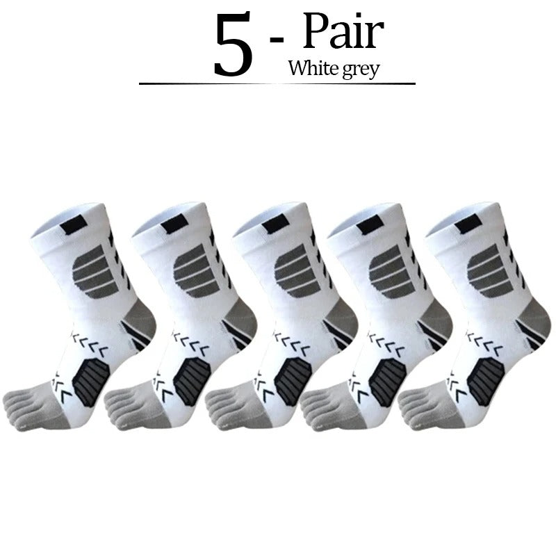 Men’s Colorful 5-Toe Sport Socks – 5 Pairs