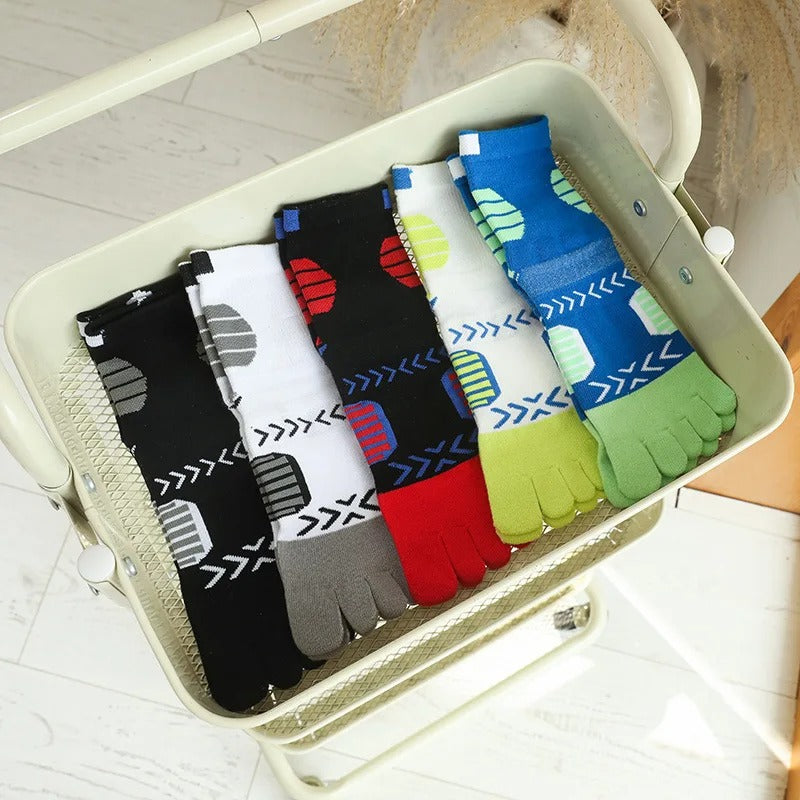 Men’s Colorful 5-Toe Sport Socks – 5 Pairs