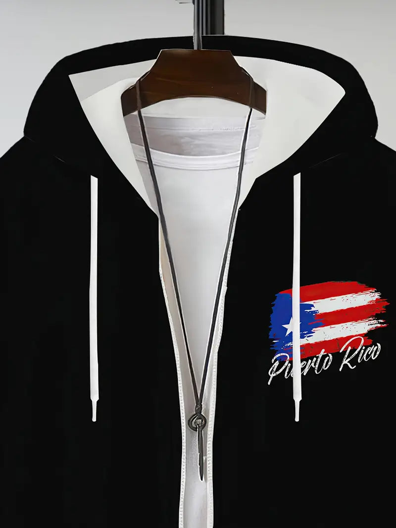 Men's "Free Cuba" Graphic Zip-Up Hoodie Jacket