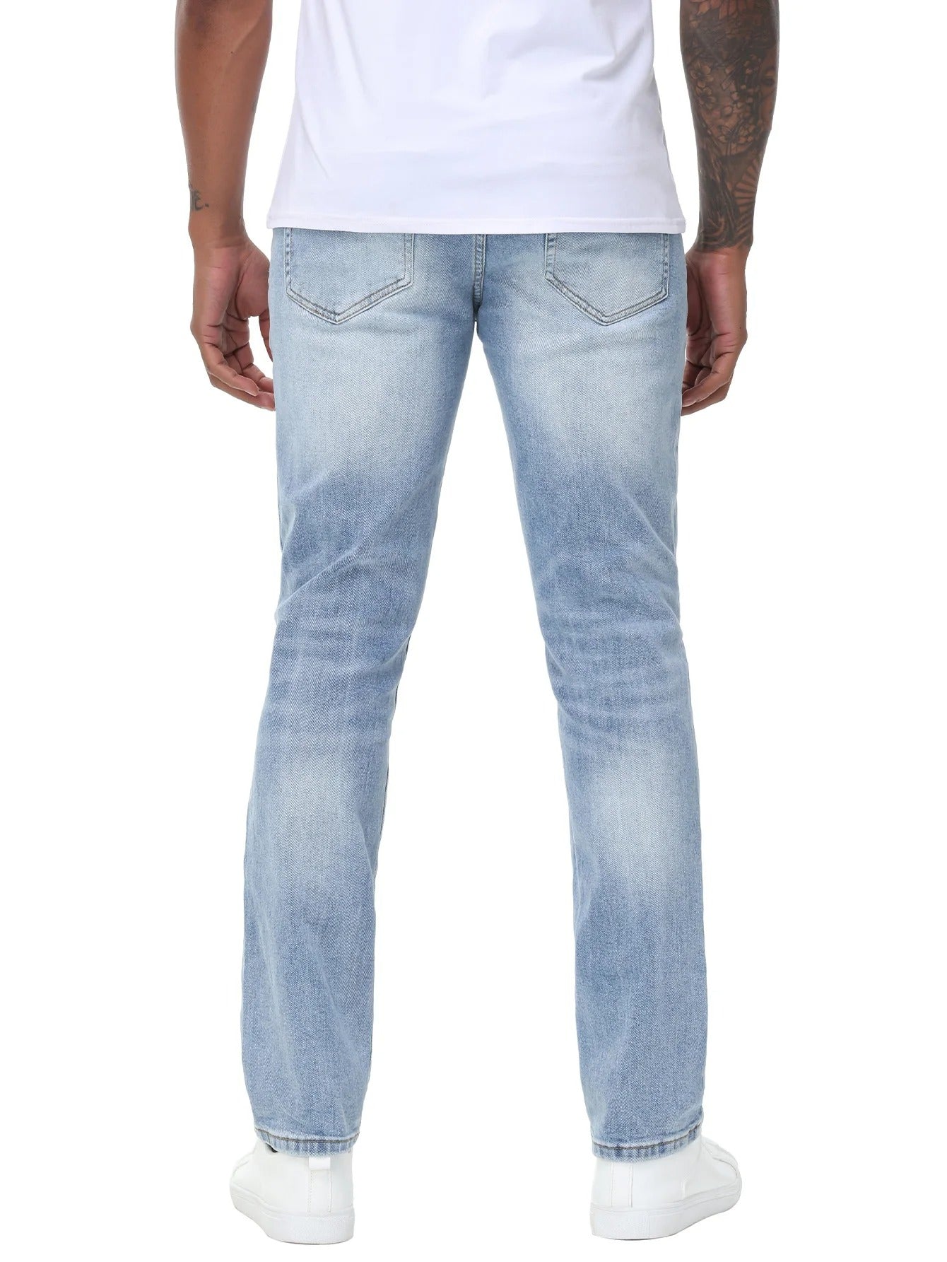 Men’s Light Blue Ripped Stretch Slim Fit Jeans