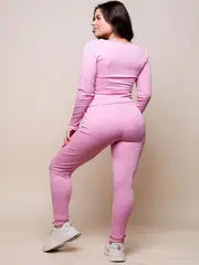 Shoulder Crop Top & High Waist Leggings