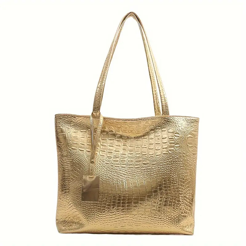 Crocodile Pattern Business Casual Commuter and Work Handbag