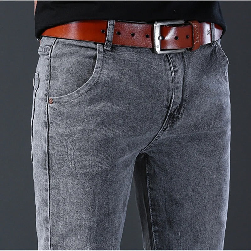 Men’s Slim Fit Korean Style Gray Stretch Denim Jeans