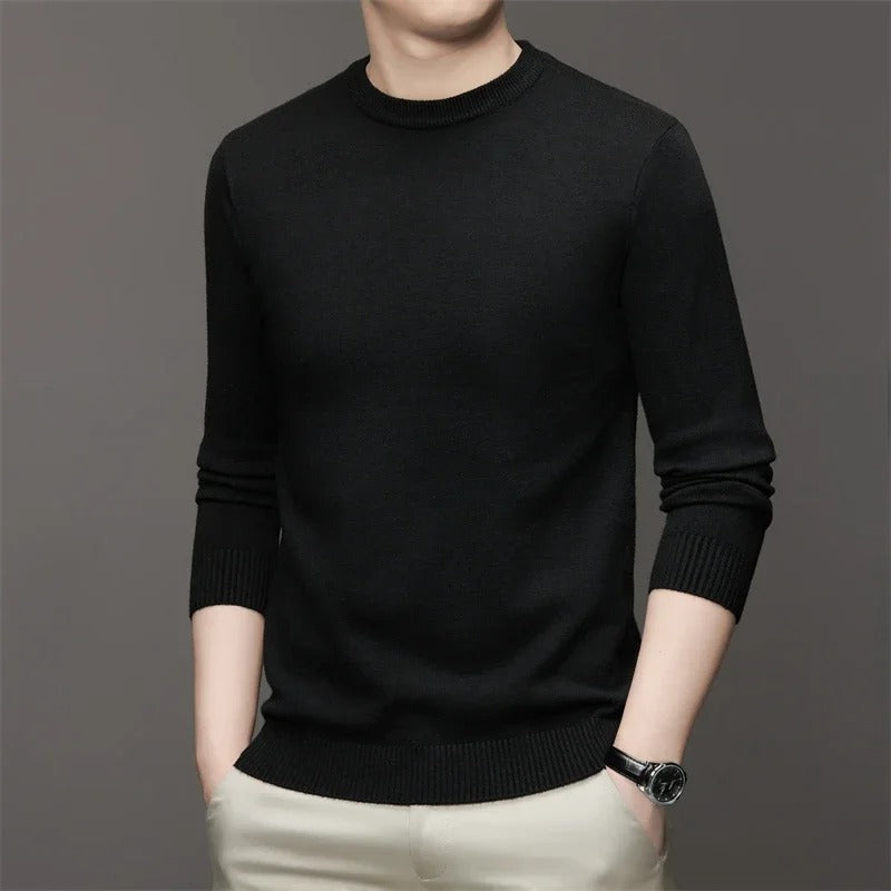 Men's Solid Color Round Neck Sweater