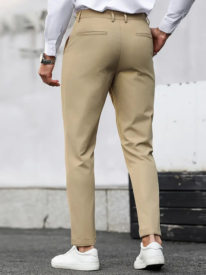 Men’s Beige Stretch Chino Pants