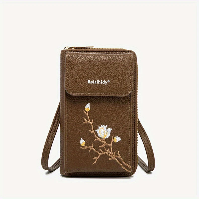 Trendy Embroidered Floral Mini Crossbody Bag for Women