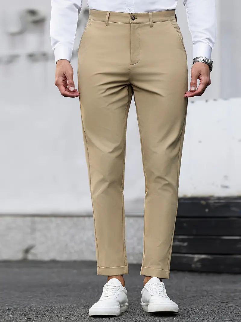 Men’s Beige Stretch Chino Pants