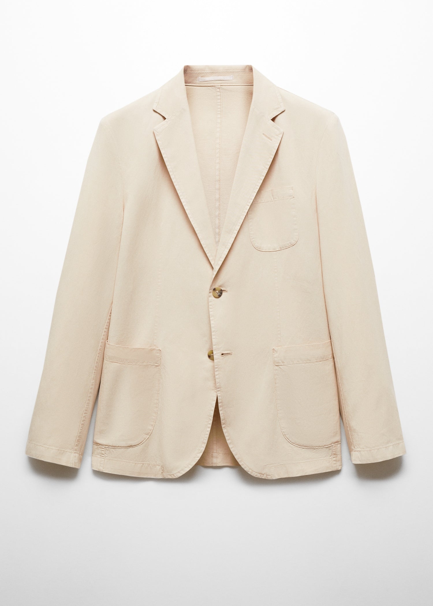 Slim Fit Linen Cotton-blend Blazer Cream