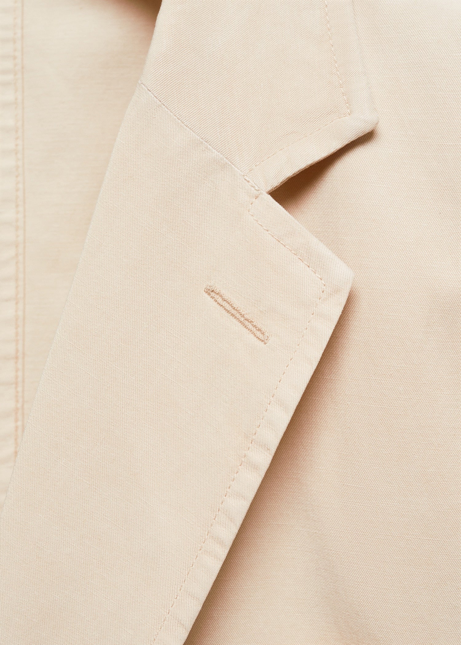 Slim Fit Linen Cotton-blend Blazer Cream