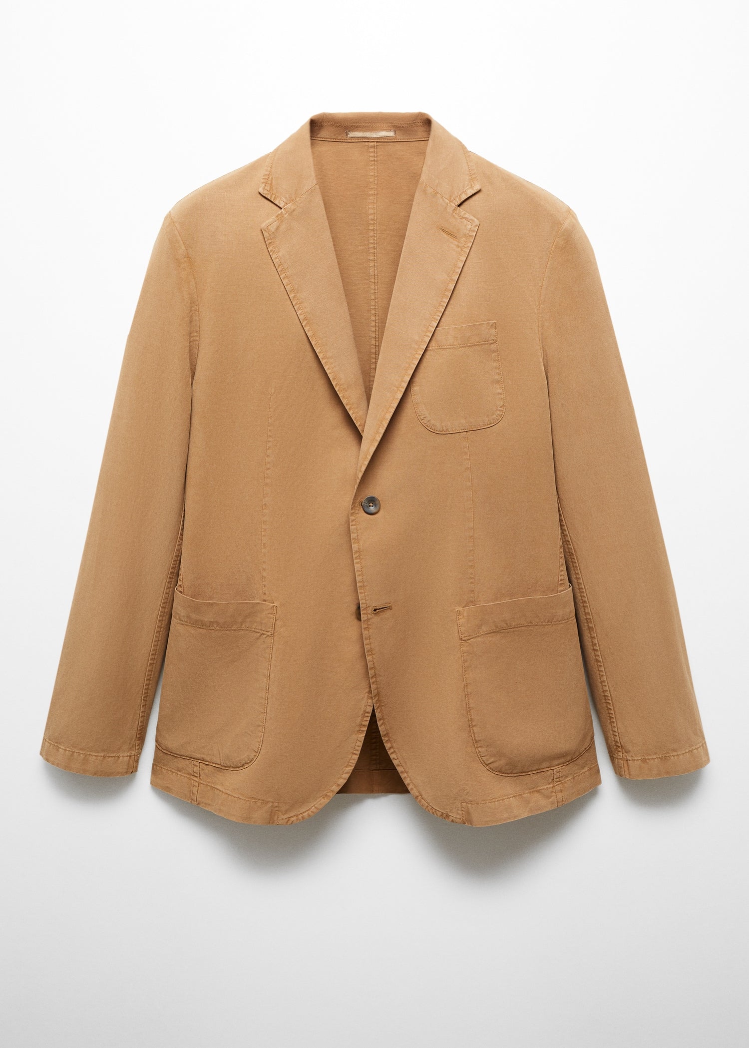 Slim Fit Linen Cotton-blend Blazer Brown