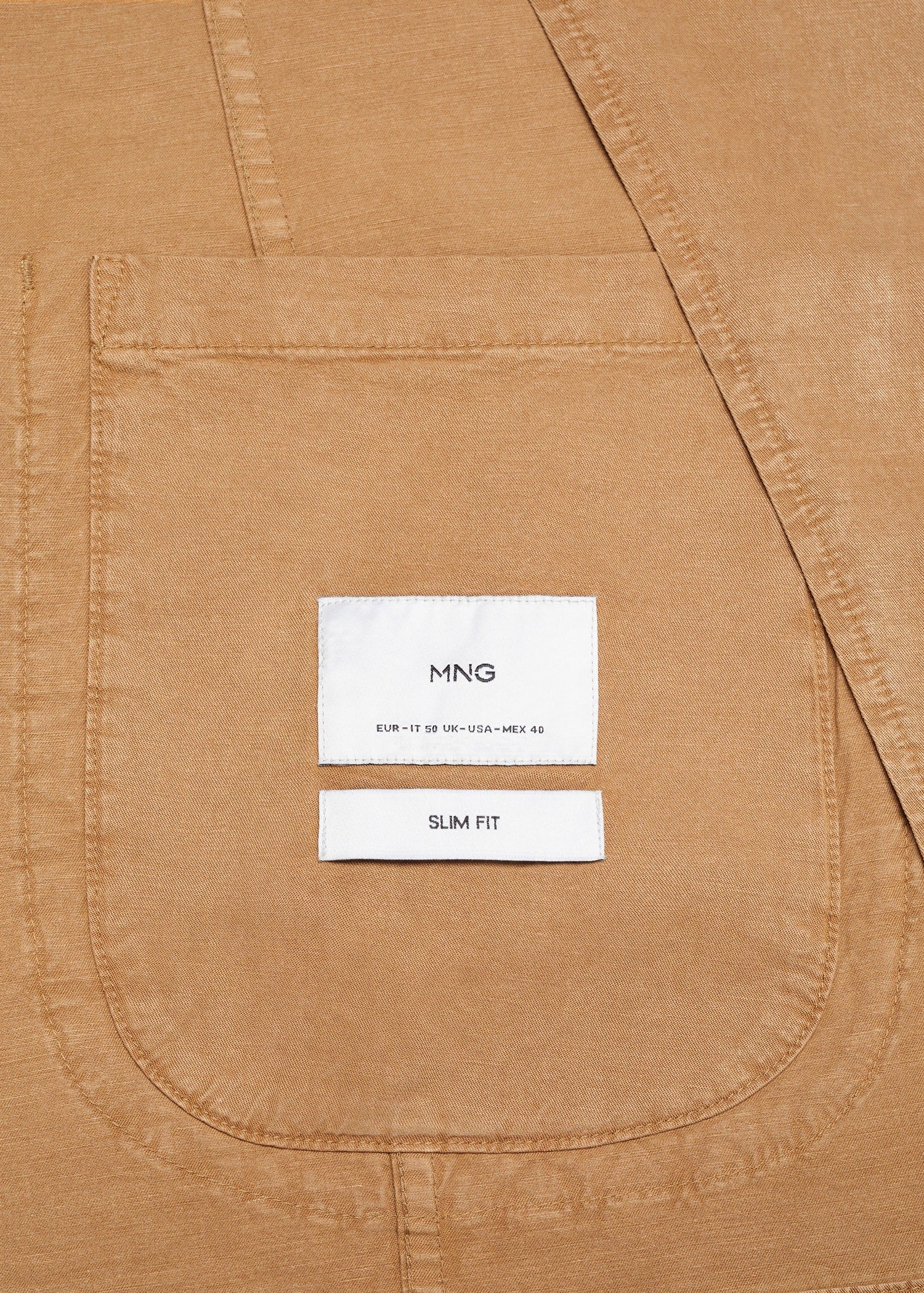 Slim Fit Linen Cotton-blend Blazer Brown