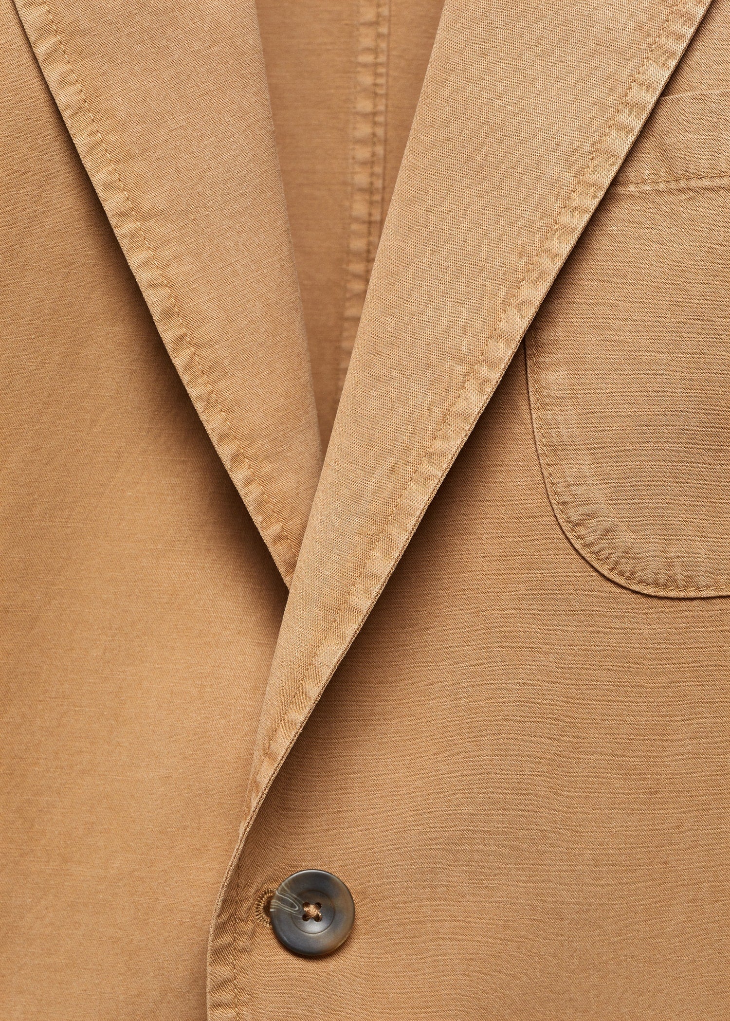 Slim Fit Linen Cotton-blend Blazer Brown