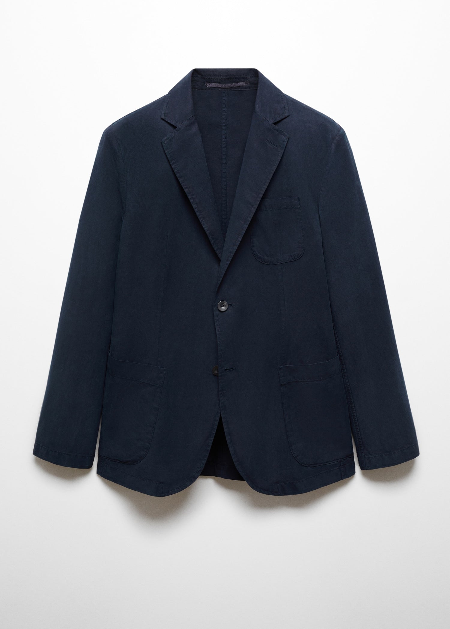 Slim Fit Linen Cotton-blend Blazer Dark Navy