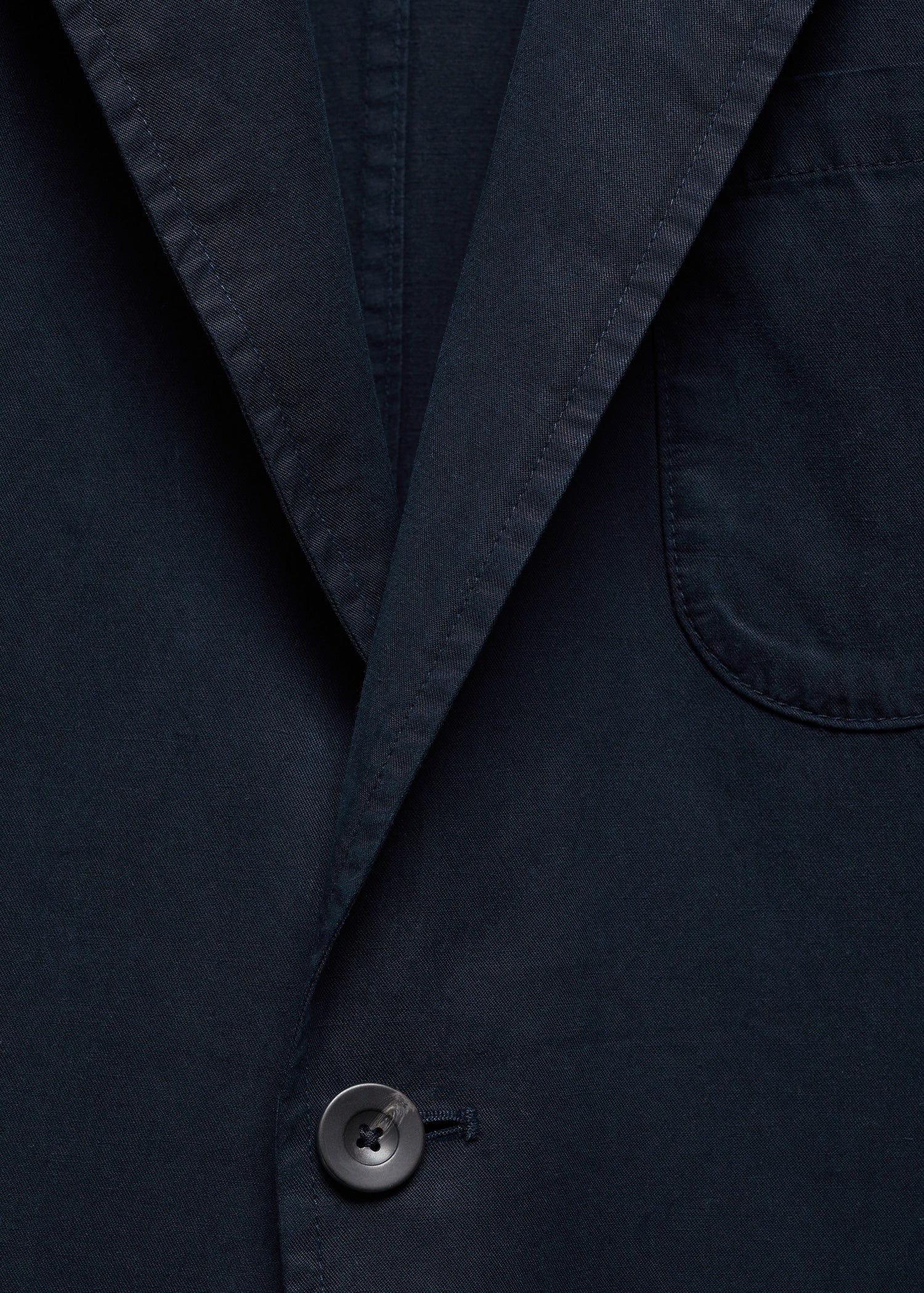 Slim Fit Linen Cotton-blend Blazer Dark Navy