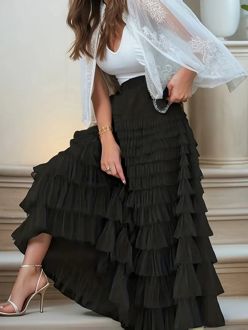 Multilayer Ruffles Tulle Skirt