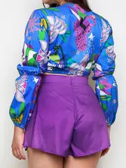 Colorful Blouse & Flirty High Waist Skirt