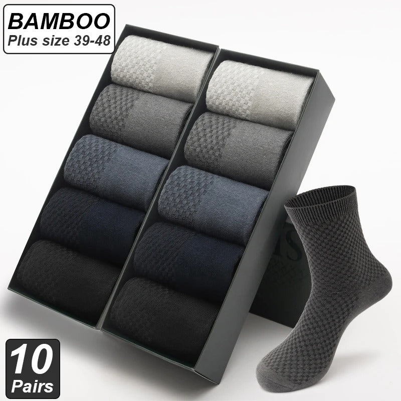 Men’s Bamboo Fiber Business Socks – 10 Pairs