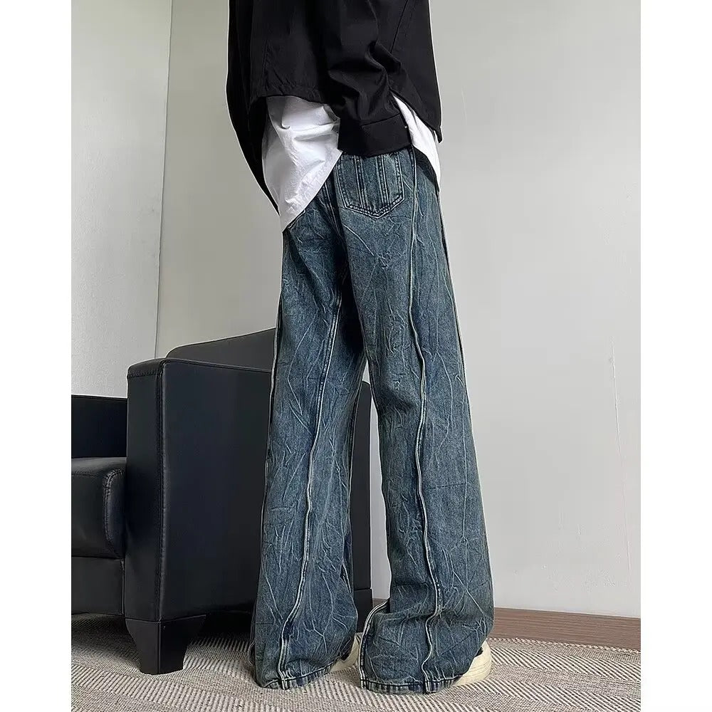 American High Street Spliced Straight-Leg Jeans