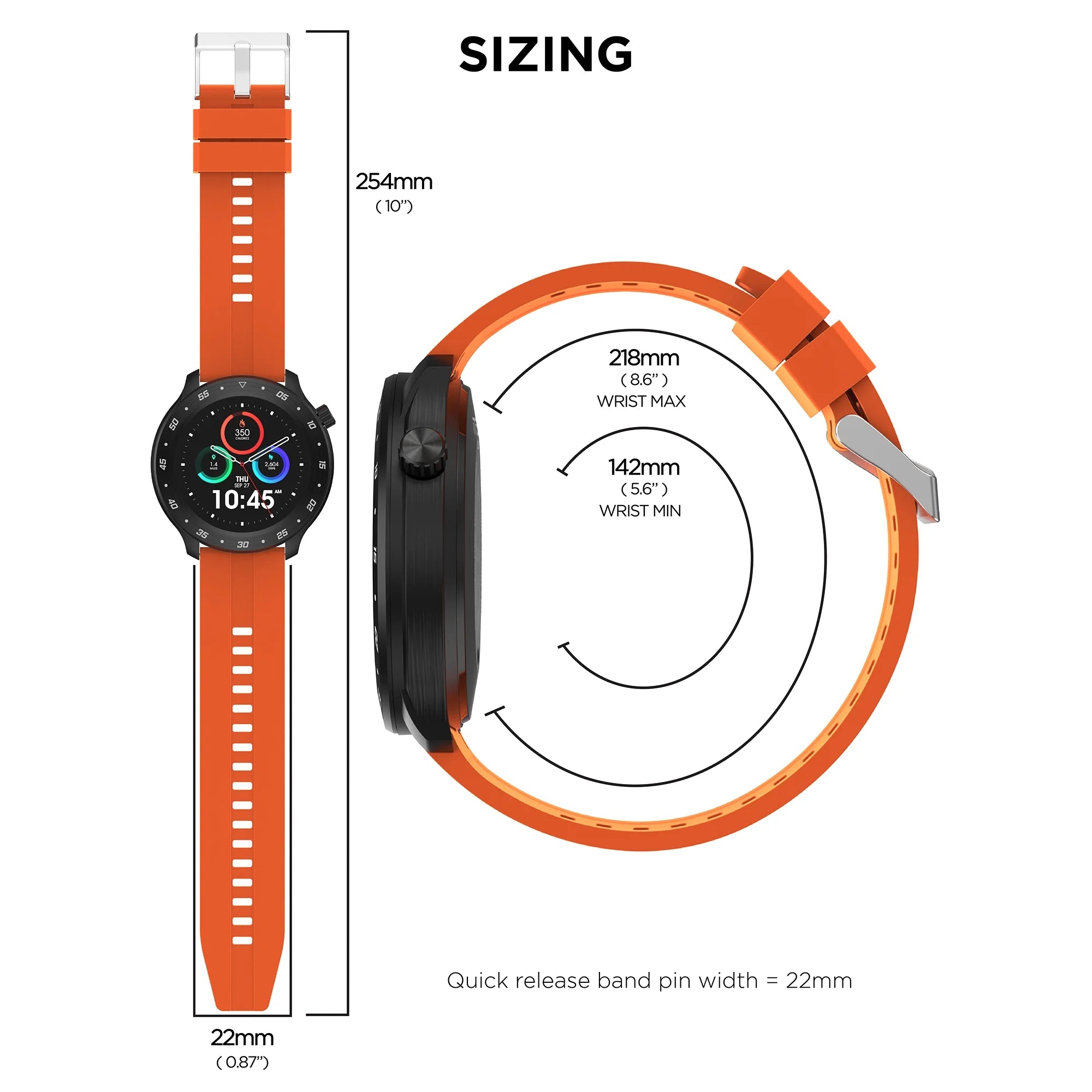 iTech Bold 3 Men Smart Watch, Orange, Silicone Strap