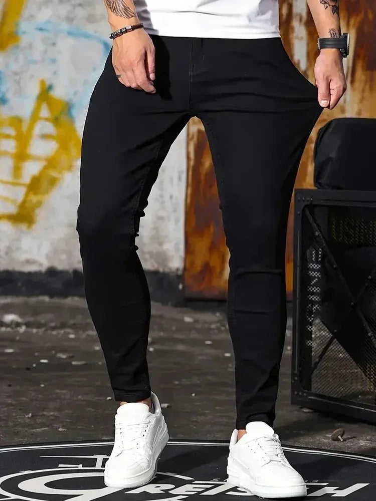 Men's Light Wash Street Style Denim Jeans Black