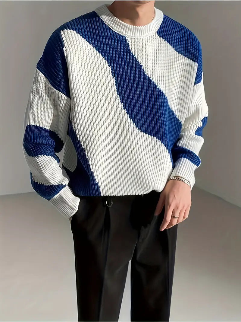 Men's Casual Striped Knit Sweater