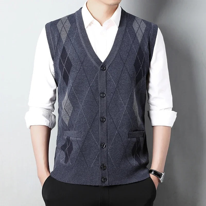 Men's Thick Knit V-Neck Sweater Vest