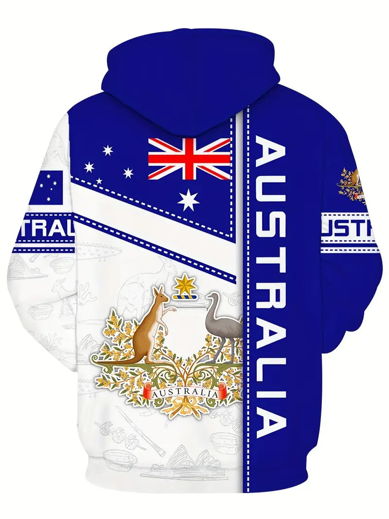 Regular Fit 3D Printed Polyester Men's Hooded Jacket